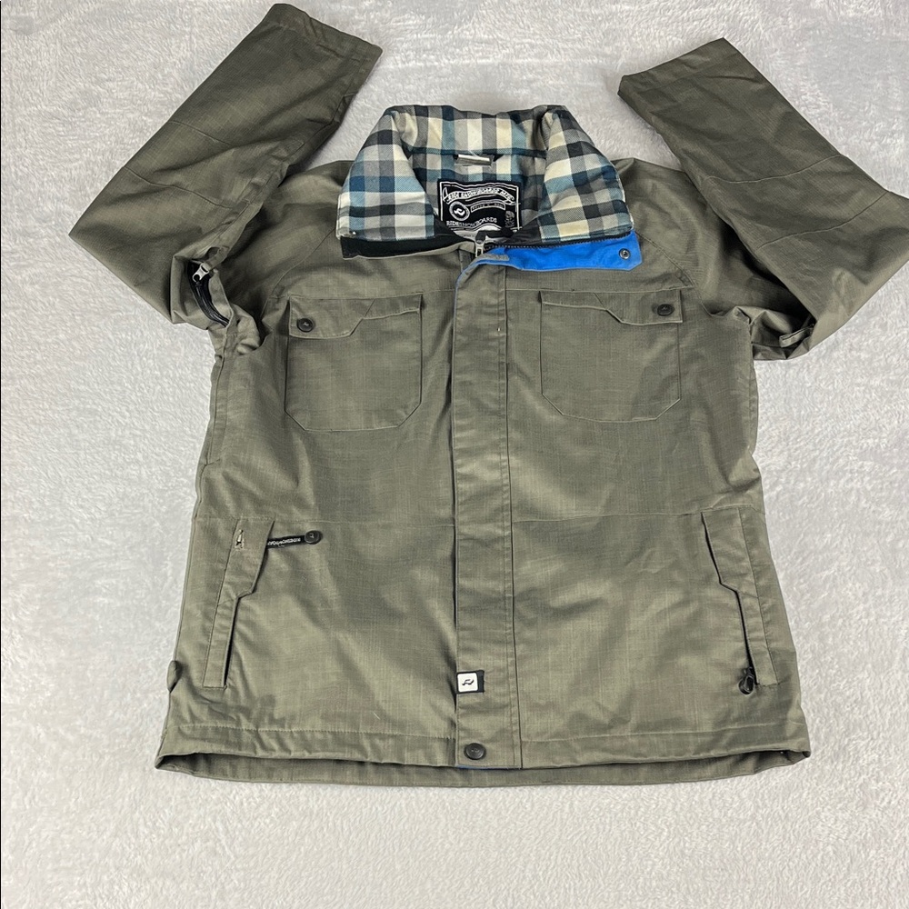 Ride Snowboards Mfg Men's Medium (MM)‎ Olive Green Ski Jacket with Blue Accents